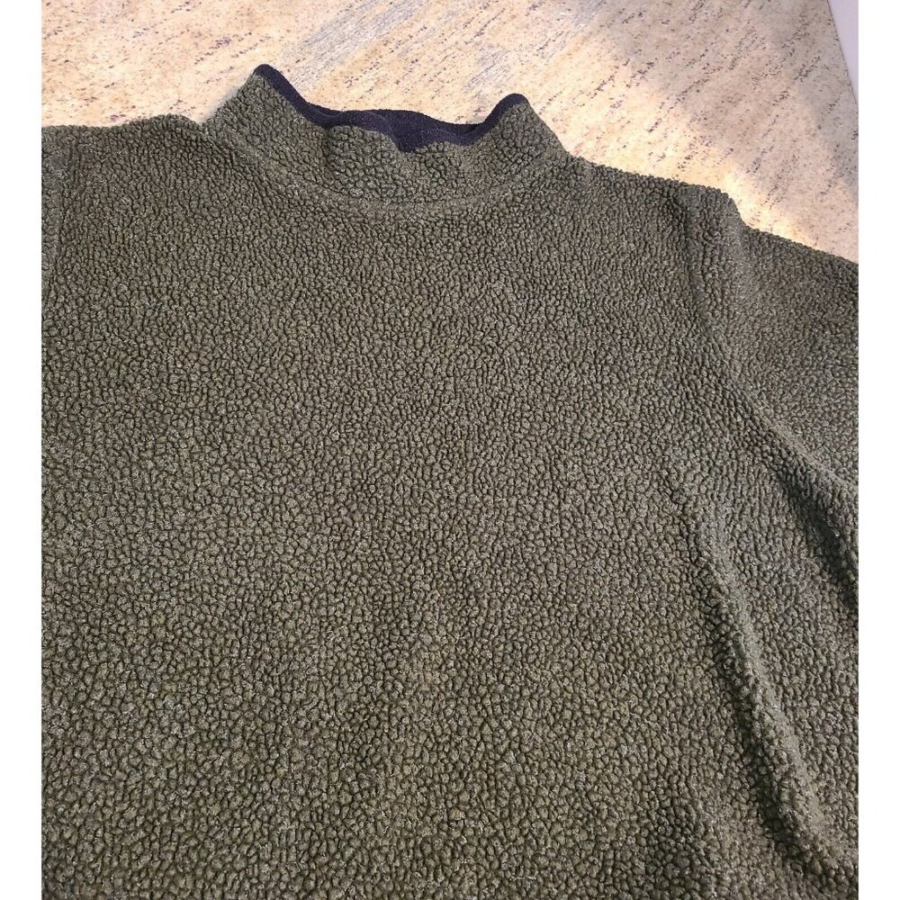VINTAGE LL Bean Green Sweater Fleece Deep Pile Sherpa Women Size L #ODB71 - Picture 9 of 15